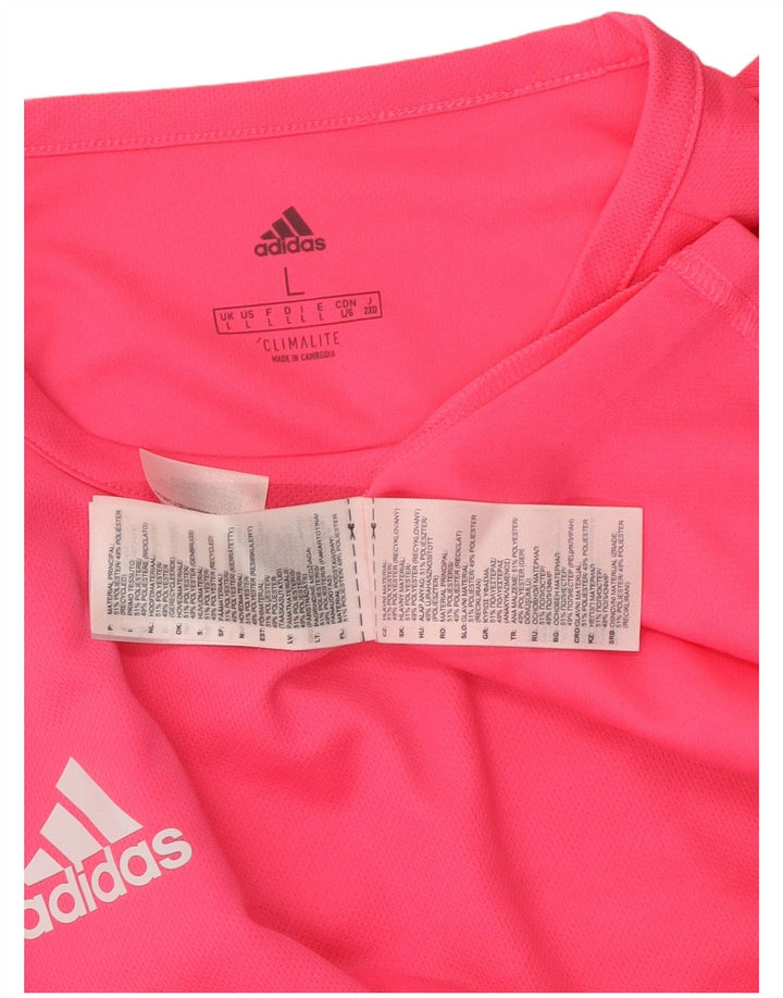 ADIDAS Herre Climalite Grafisk T-Shirt Top Stor Pink Colourblock Polyester