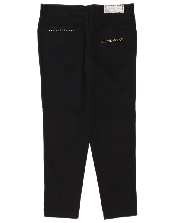 ROCCOBAROCCO Dame Slim Cropped Jeans IT 48 XL W34 L25 Sort Bomuld