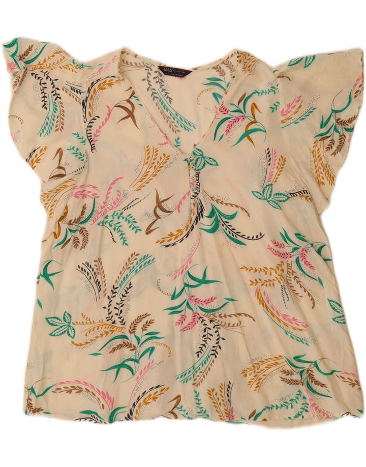 Marks & Spencer Damebluse Top UK 14 Large Off White Floral