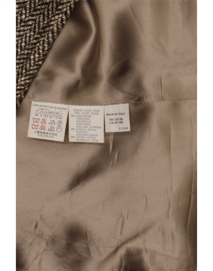 Marella Dame Dobbeltradet Frakke UK 12 Medium Brun Sildebensuld