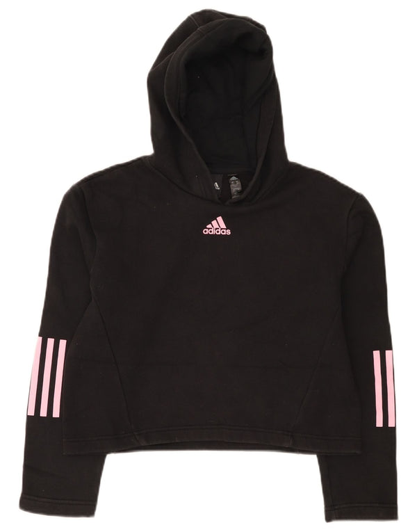 Adidas Girls Crop Hoodie Jumper 11-12 år Sort Bomuld
