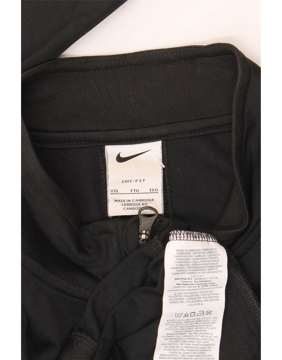 Nike Herre Dri Fit træningsdragt topjakke 2XL sort polyester
