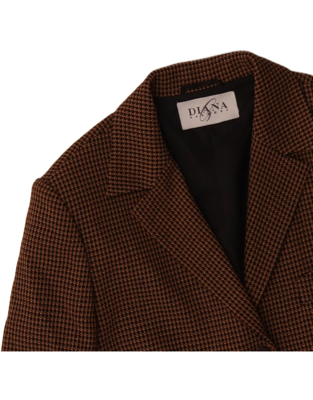 DIANA GALLESI Dame 3-knaps blazerjakke UK 14 Stor, brun hundestød