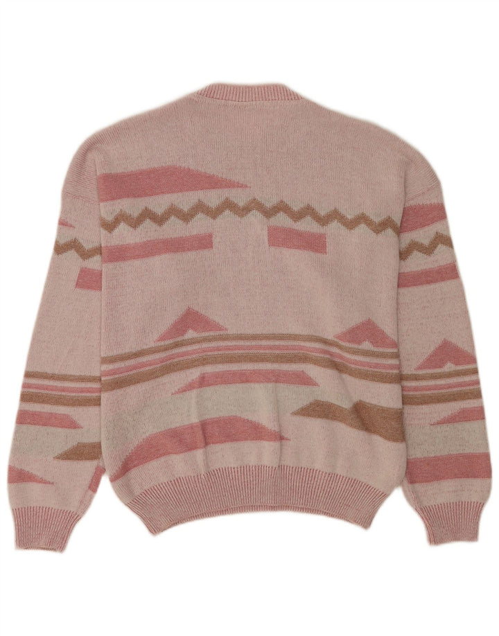 Vintage mænd med rund hals sweater IT 48/50 Medium Pink Geometrisk