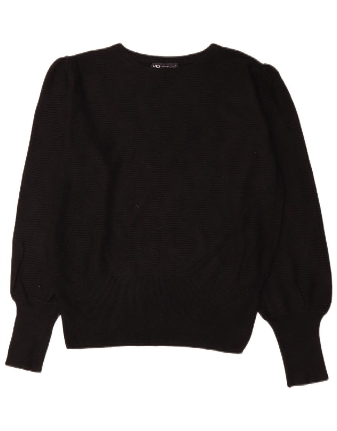 Marks & Spencer Dame Boat Neck Jumper Sweater UK 14 Medium Black Viscose