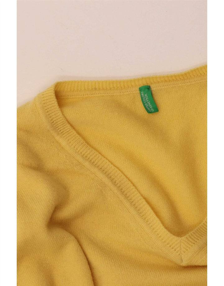 Benetton Herre V-hals sweater Medium Gul