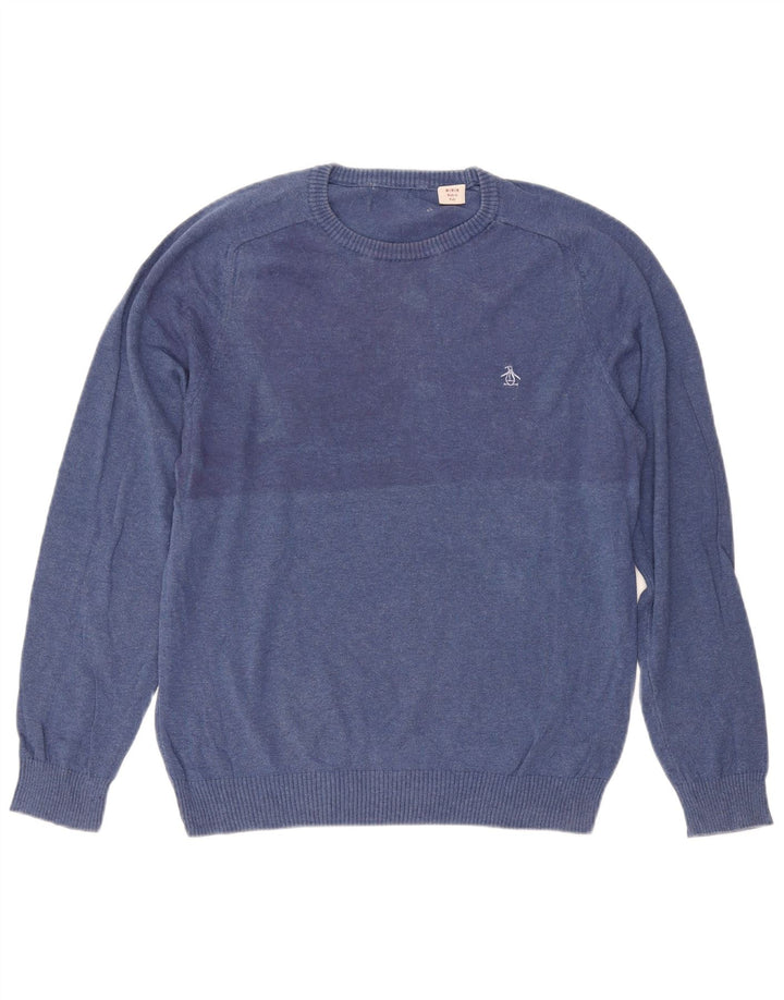 Penguin Herre Crew Neck Jumper Sweater Medium Blue Bomuld