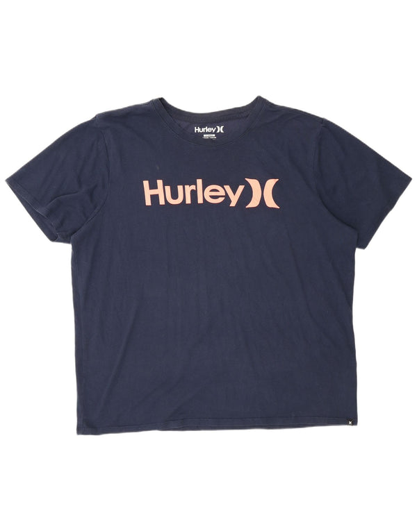 Hurley Herre Dri Fit grafisk T-shirt top XL marineblå bomuld