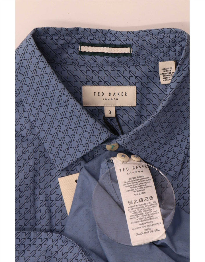 Ted Baker Herreskjorte str. 3 Medium Blue Houndstooth Bomuld