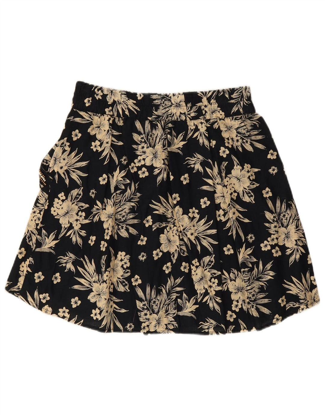 BENETTON Dame Mini-nederdel Small W27 Black Floral Bomuld