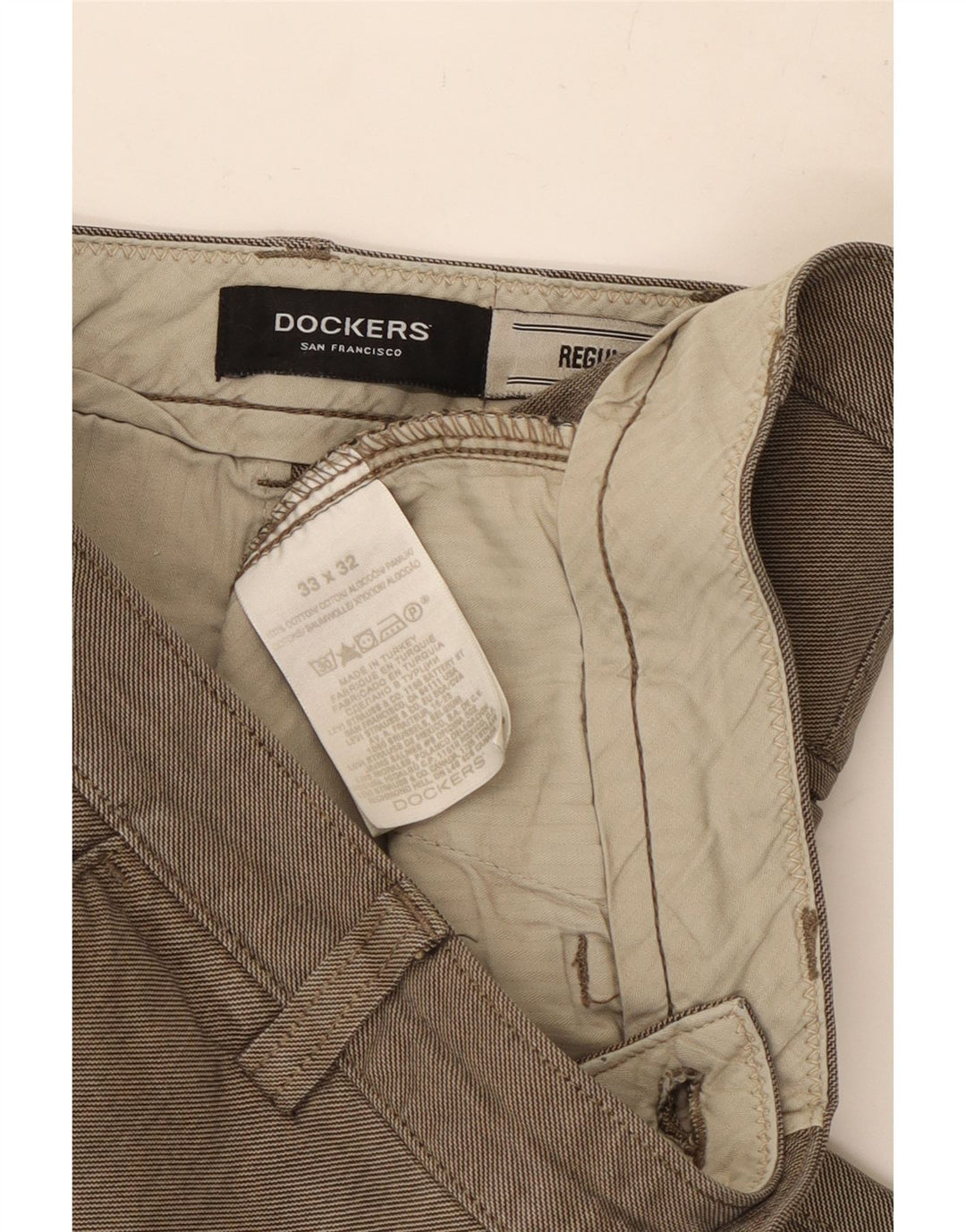 DOCKERS Herre Regular Fit Chinobukser W33 L32 Grå nålestribet bomuld