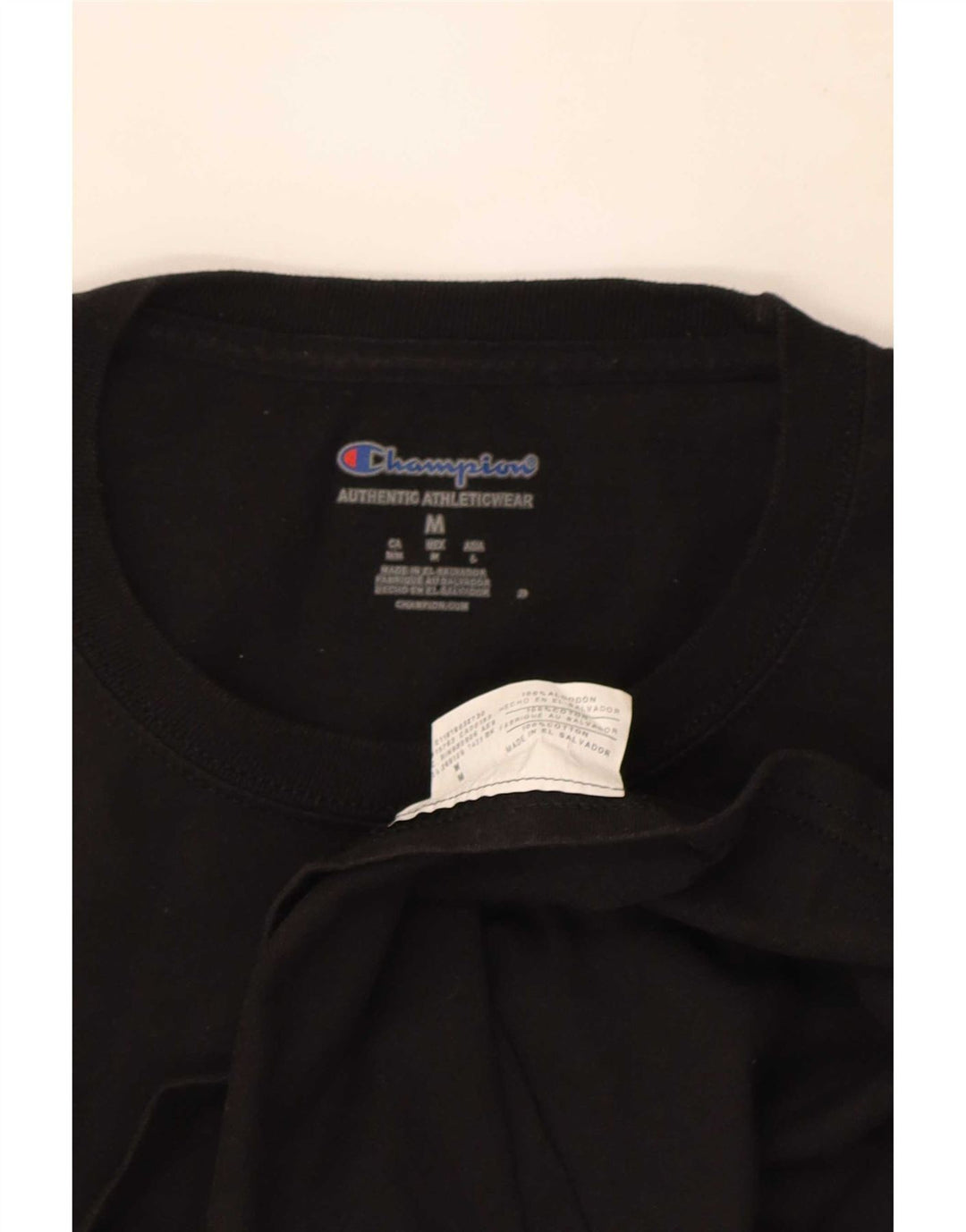 Champion Herre T-Shirt Top Medium Sort Bomuld