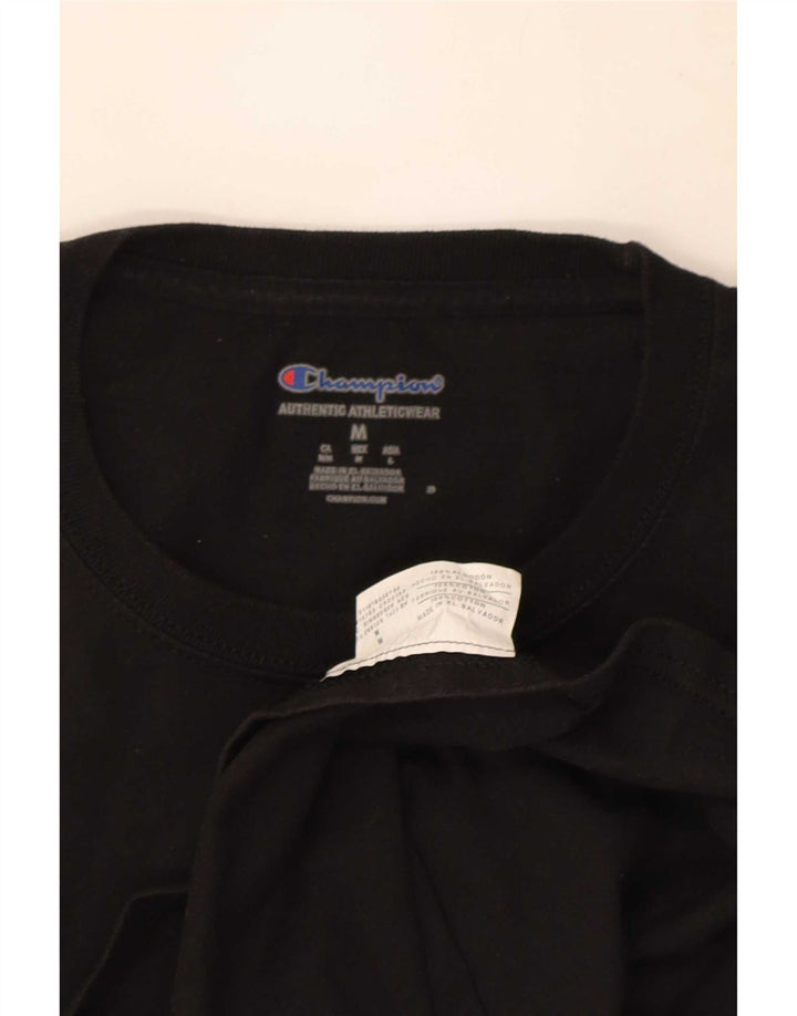 Champion Herre T-Shirt Top Medium Sort Bomuld