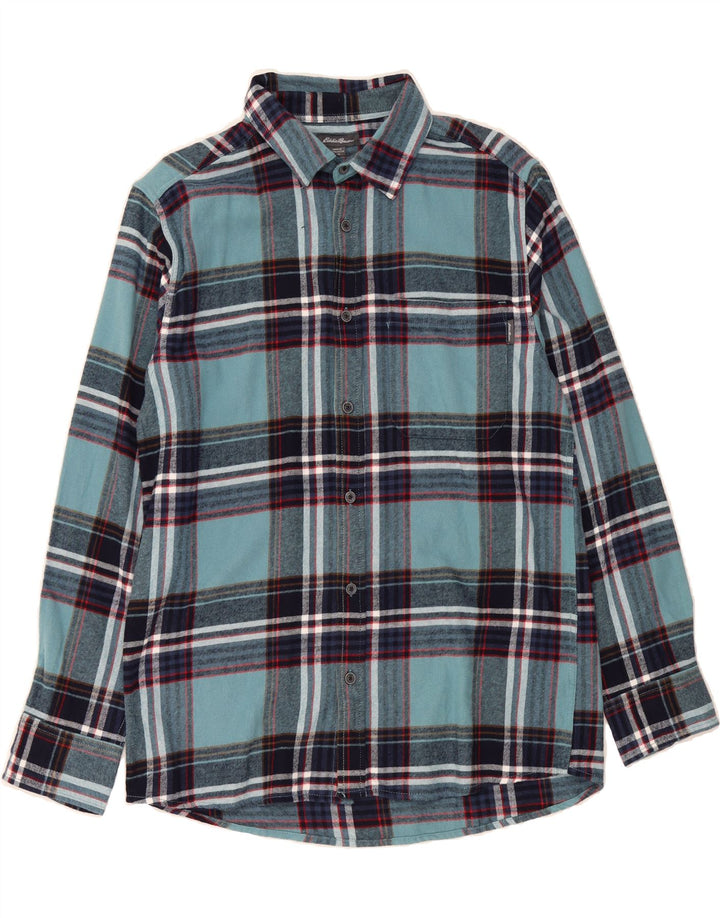EDDIE BAUER Mens Flannel Shirt Medium Blue Check Cotton Vintage Eddie Bauer and Second-Hand Eddie Bauer from Messina Hembry 