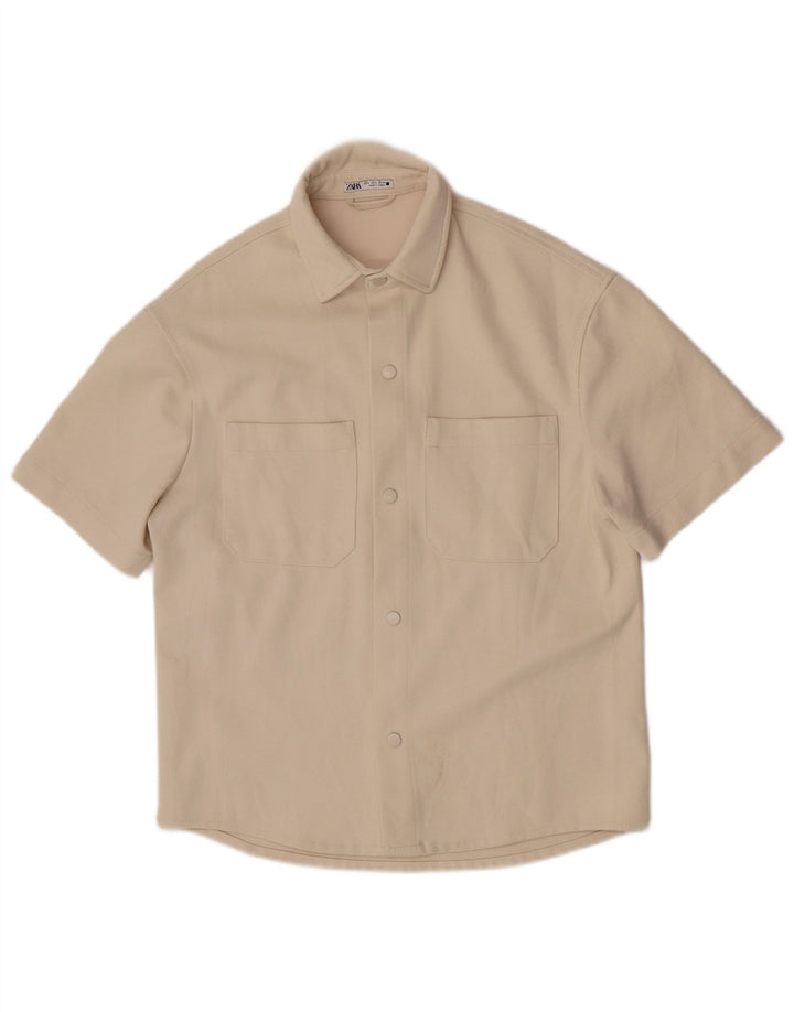 Zara Kortærmet Herreskjorte Lille Beige Polyester