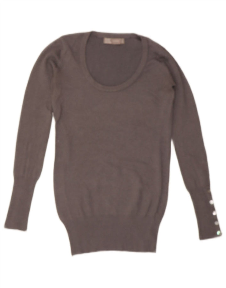 ZARA Womens Boat Neck Jumper Sweater UK 8 Small Grey Rayon