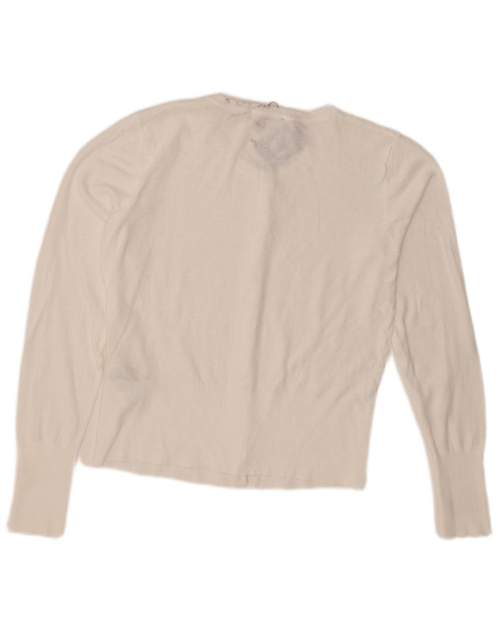 Oasis Womens Crop Bolero Jumper UK 12 Medium White Bomuld