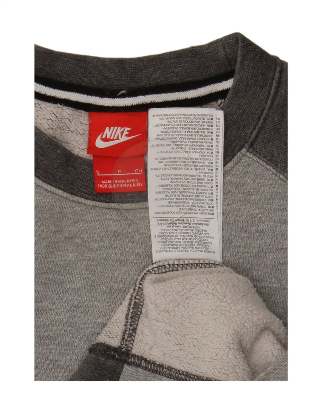 Nike Sweatshirt til mænd, lille grå farveblok bomuld