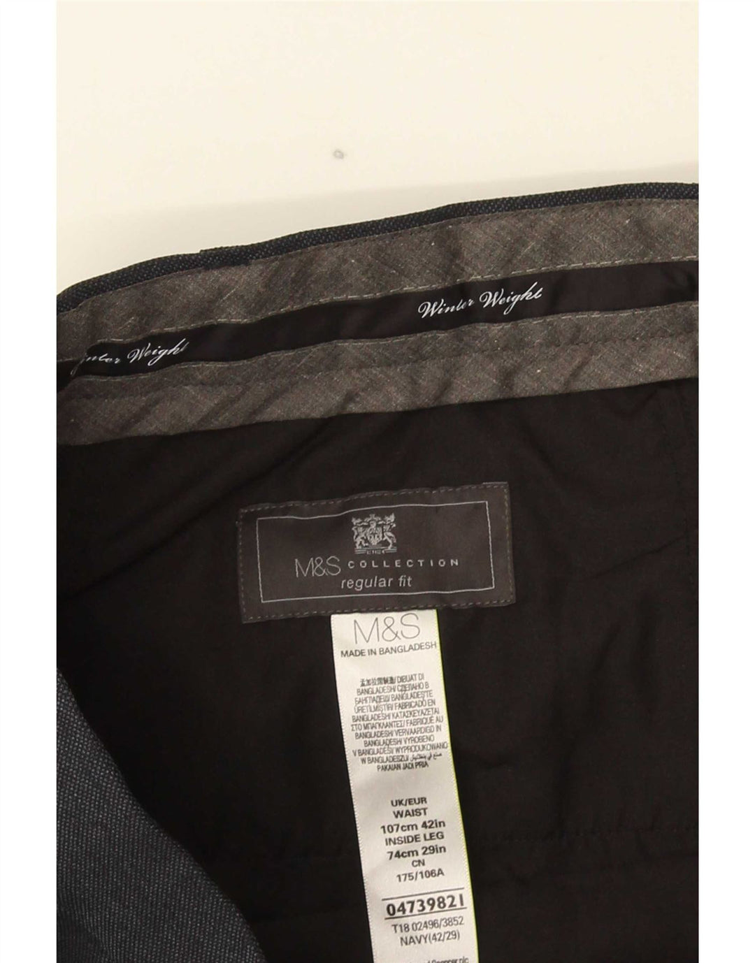Marks & Spencer Herre lige jakkesætsbukser W42 L29 Marineblå polyester