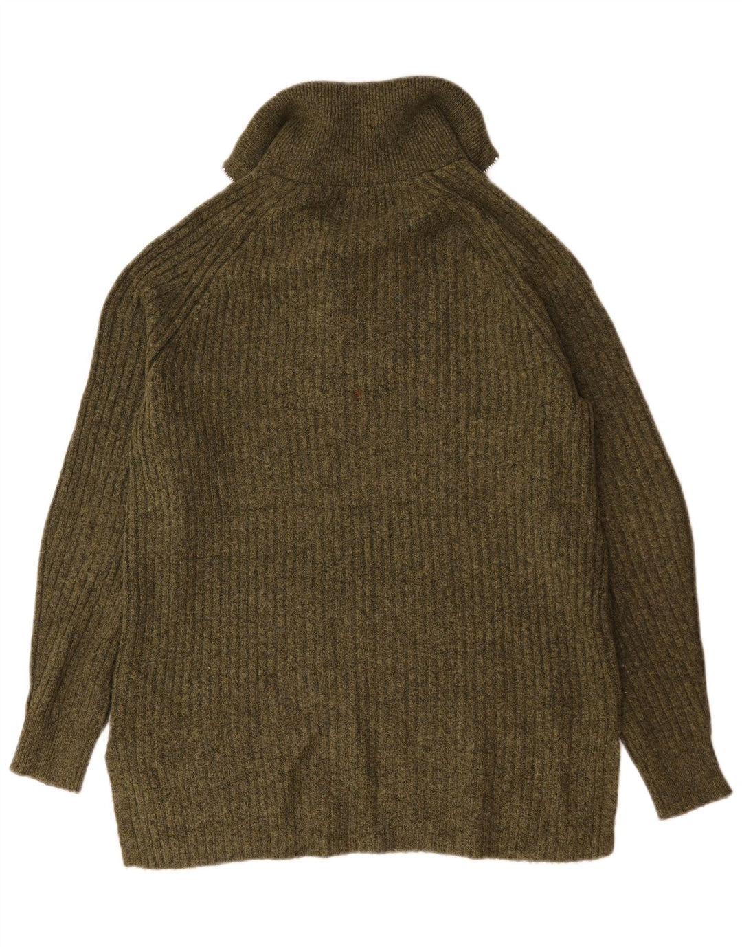Marks & Spencer Herre Zip Neck Jumper Sweater Medium Khaki Akryl