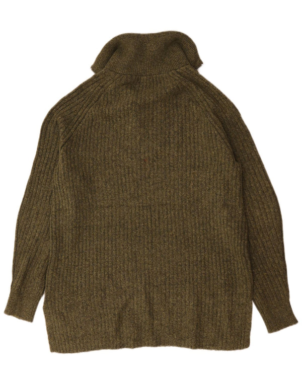 Marks & Spencer Herre Zip Neck Jumper Sweater Medium Khaki Akryl