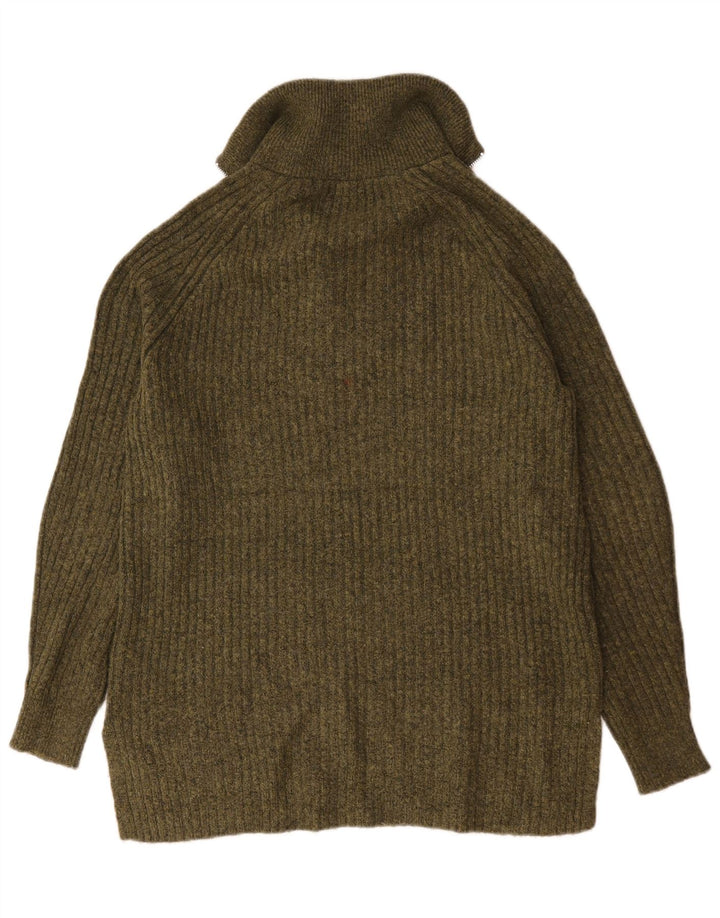 Marks & Spencer Herre Zip Neck Jumper Sweater Medium Khaki Akryl