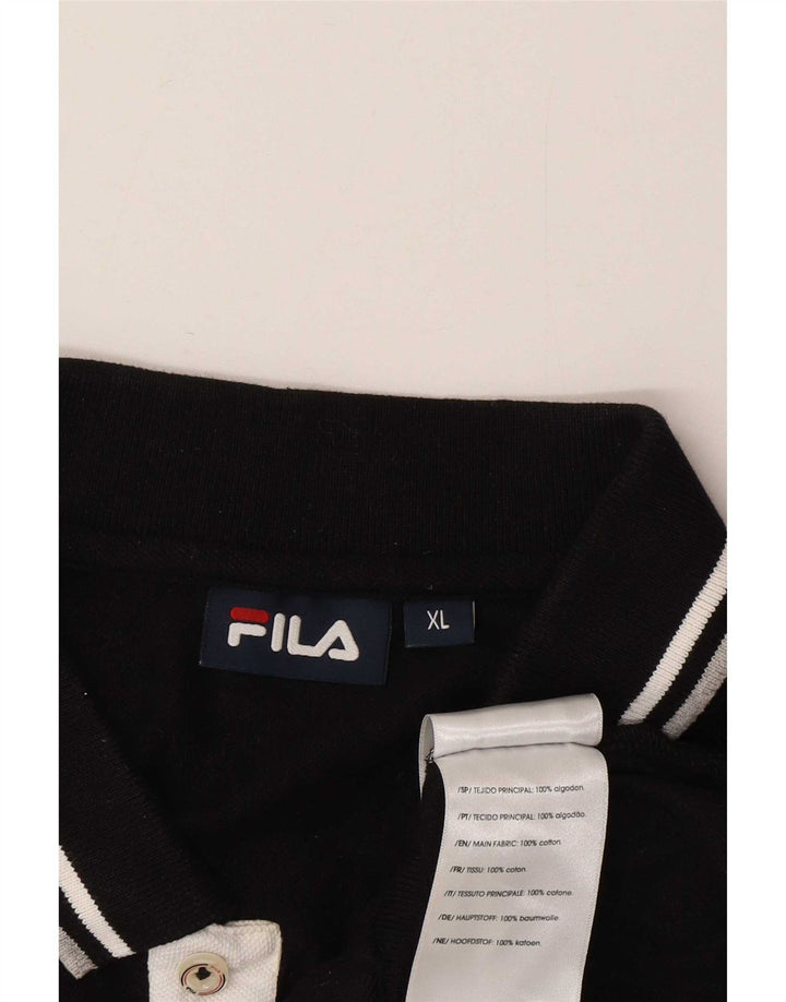 Fila Poloshirt til mænd XL sortstribet bomuld