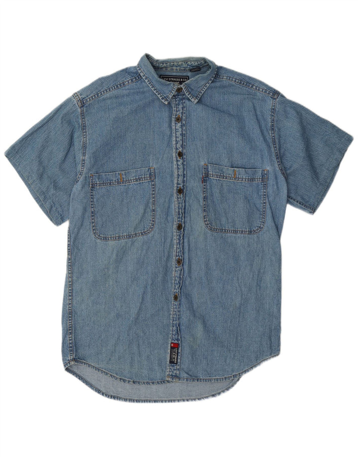 Levi's Kortærmet denimskjorte til mænd mellemblå bomuld