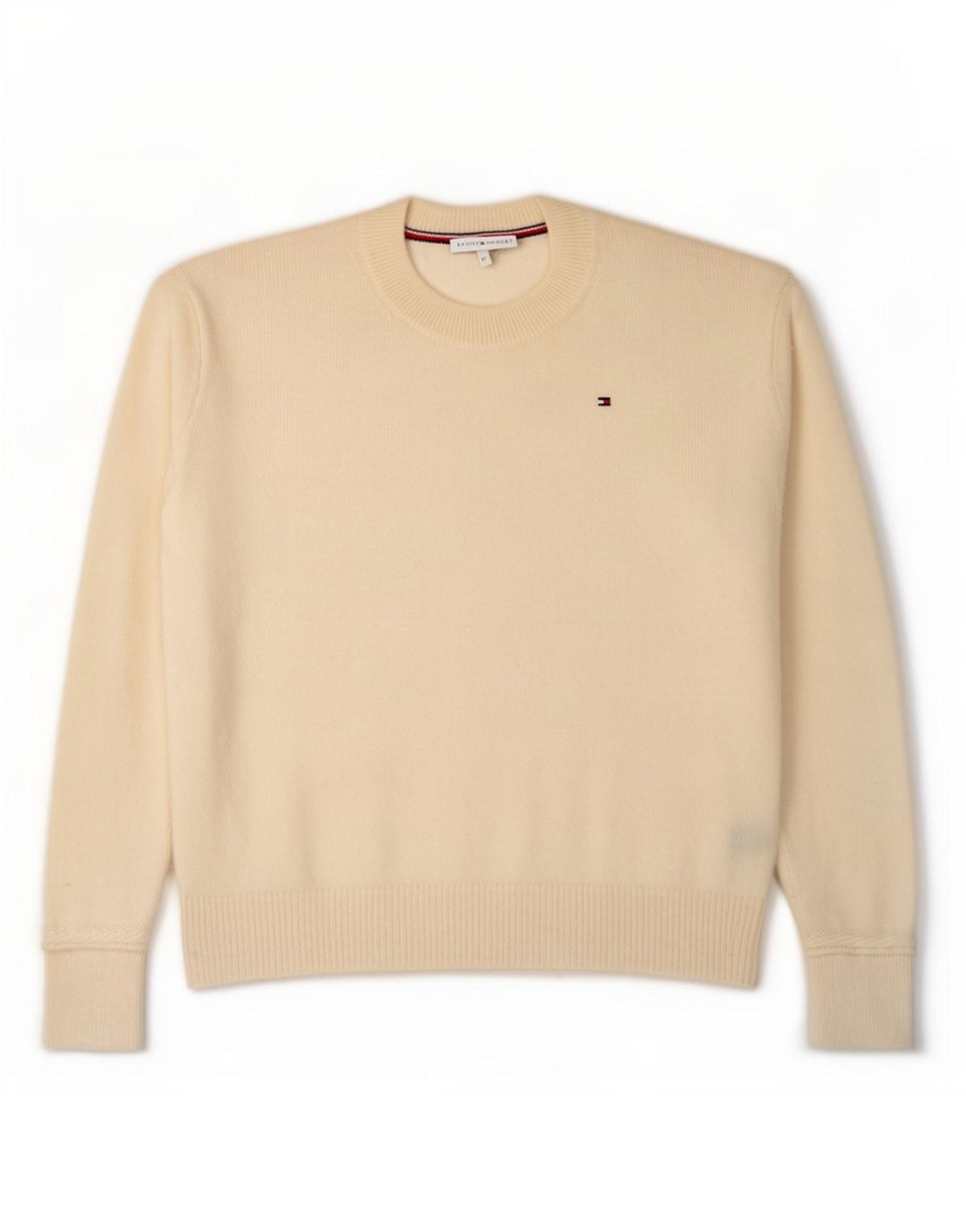 Tommy Hilfiger Dame sweater med rund hals DK 14 Medium Off White Uld