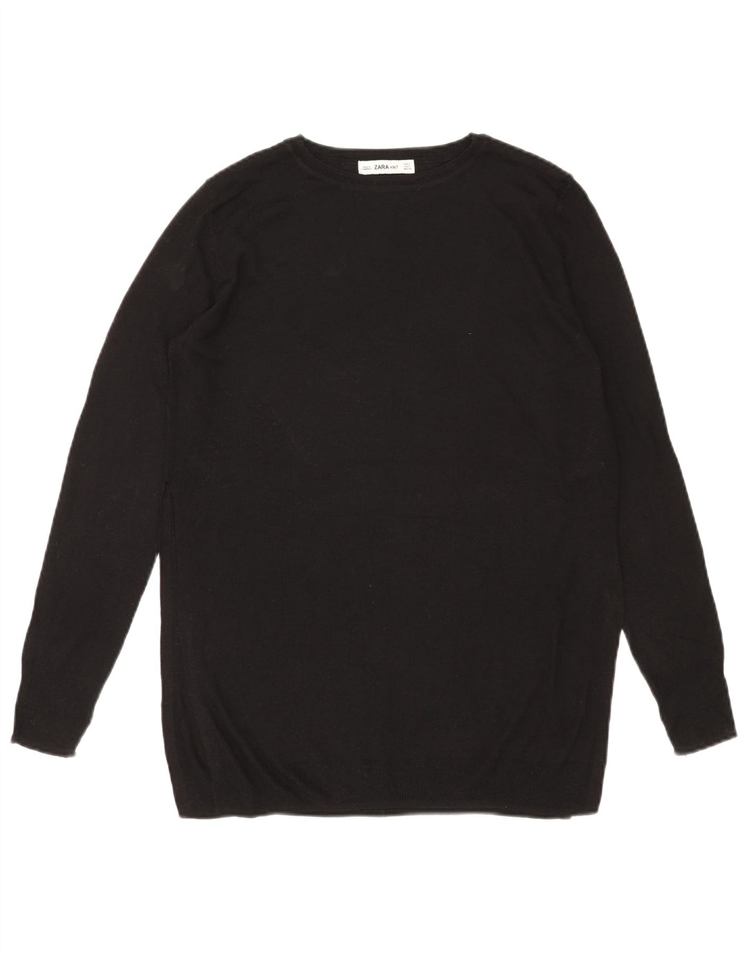 Zara Dame Oversized Crew Neck Jumper Sweater UK 10 Small Black Viscose