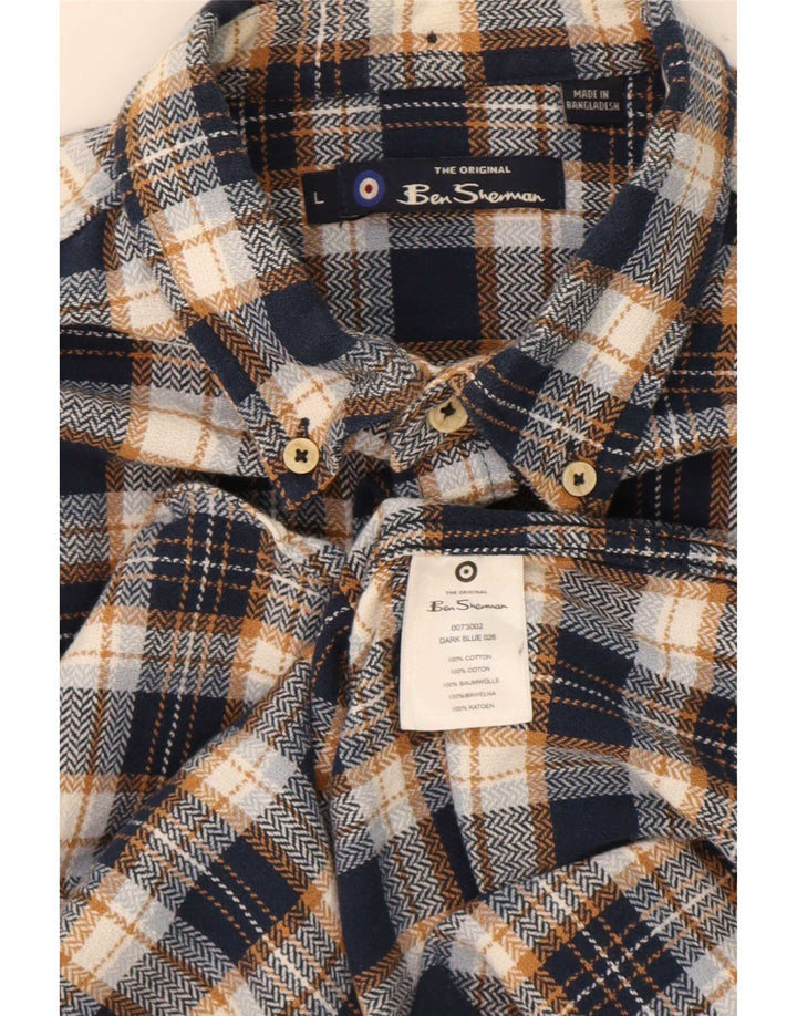 Ben Sherman herre flannelskjorte stor blå ternet