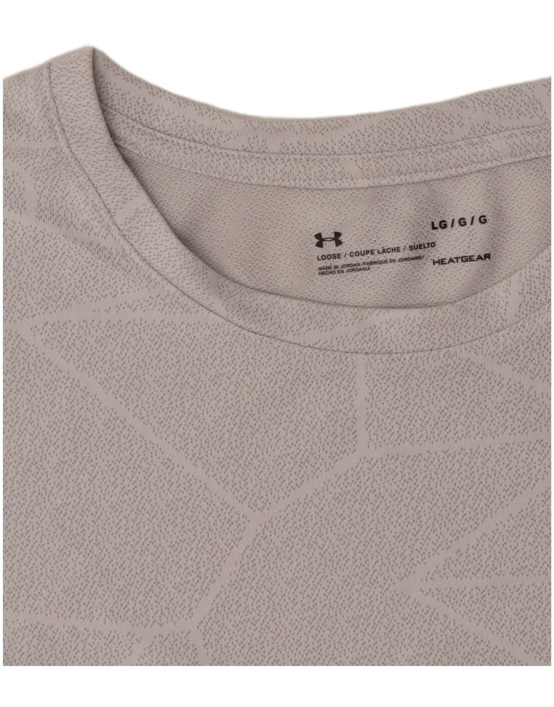 Under Armour Herre Heat Gear T-Shirt Top Stor Grå Geometrisk Polyester