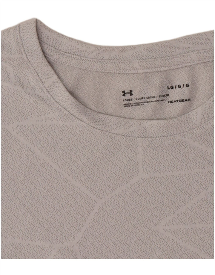 Under Armour Herre Heat Gear T-Shirt Top Stor Grå Geometrisk Polyester