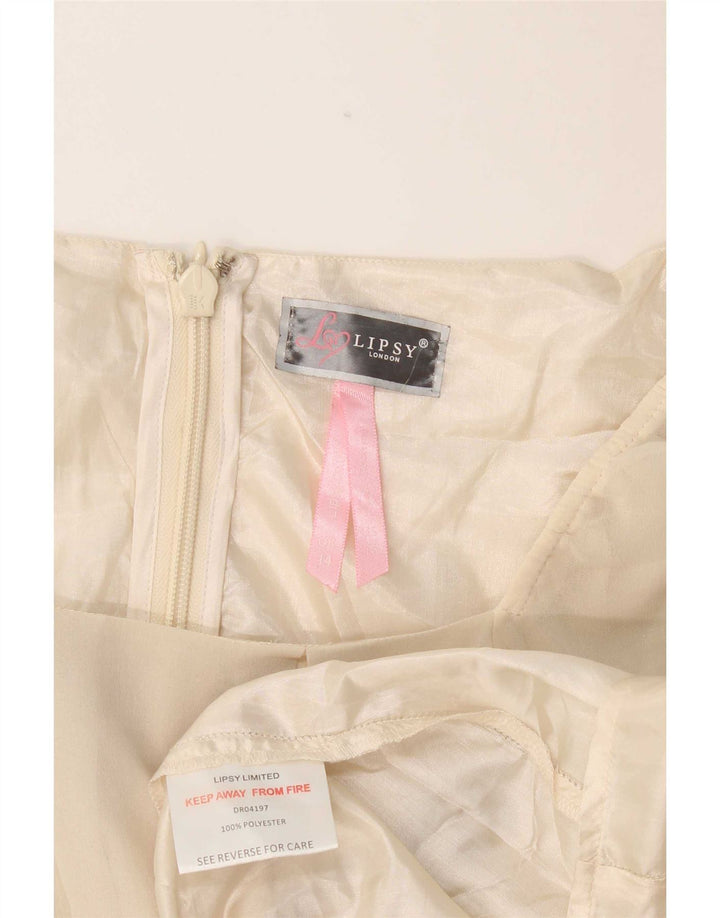 Lipsy Womens 3/4 ærmet Shift Dress UK 14 Medium Off White Polyester