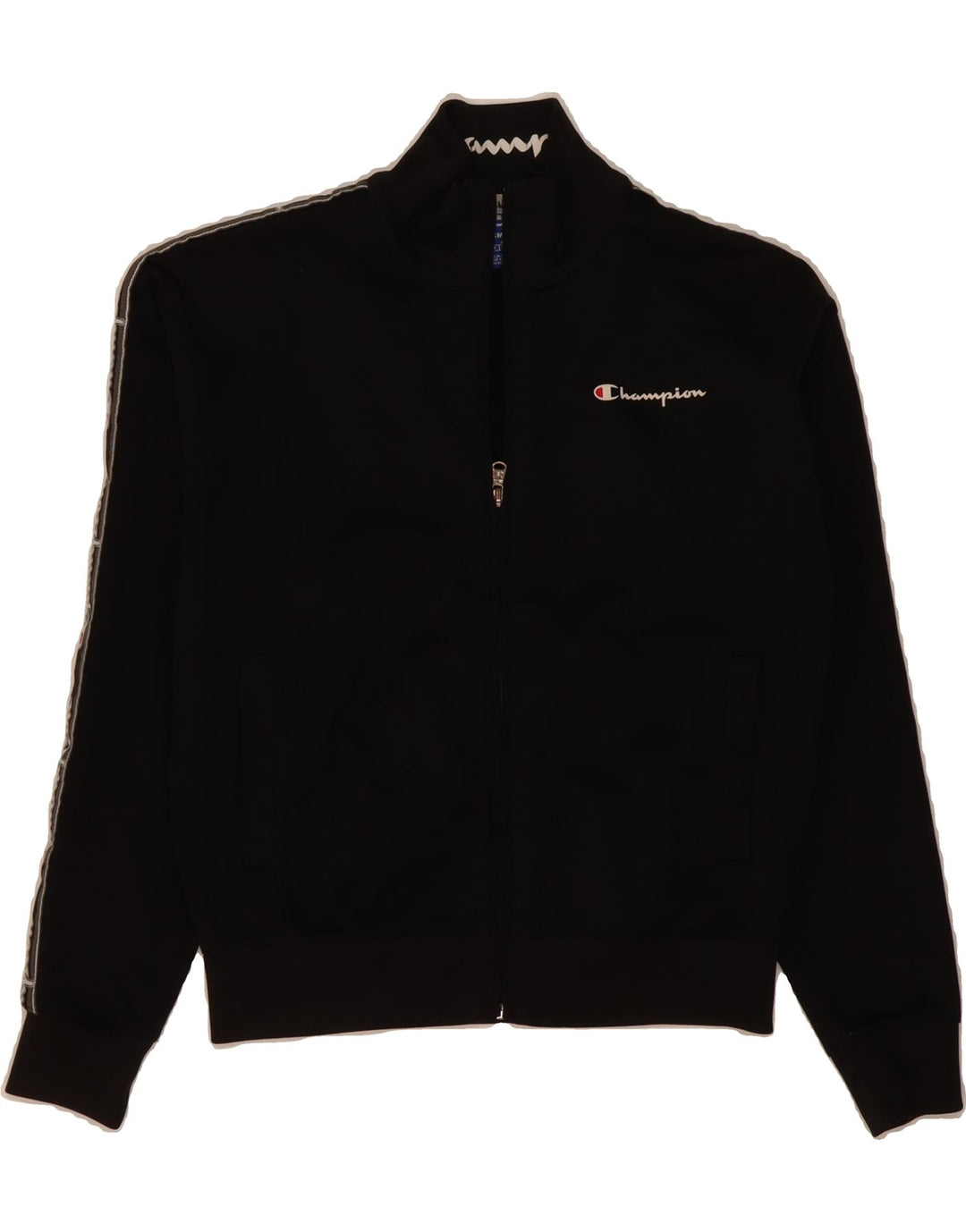 CHAMPION Womens Oversized Graphic Tracksuit Top Jacket UK 6 XS Black Vintage Champion and Second-Hand Champion from Messina Hembry 