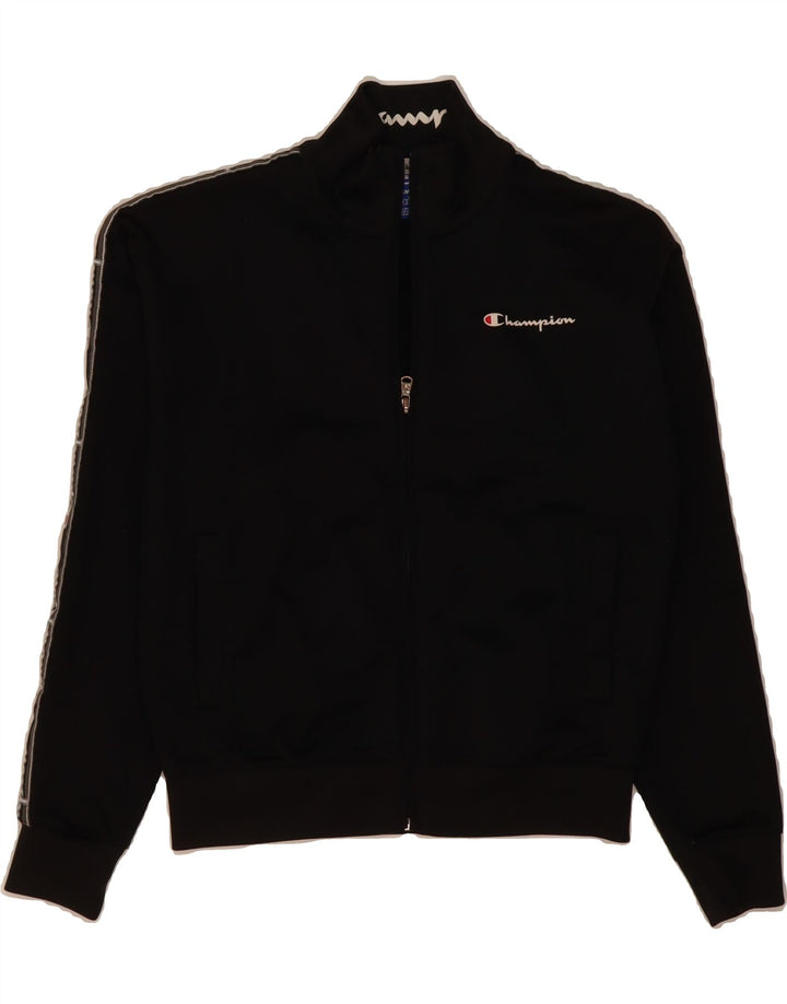 CHAMPION Womens Oversized Graphic Tracksuit Top Jacket UK 6 XS Black Vintage Champion and Second-Hand Champion from Messina Hembry 