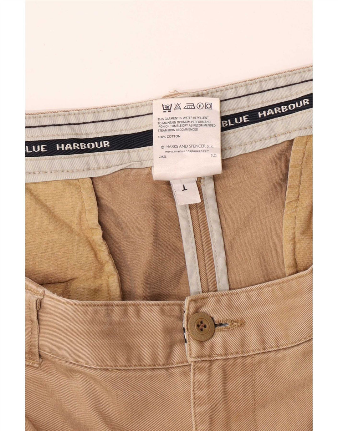 Marks & Spencer Herre Blue Harbor Pegged Chino Bukser W42 L31 Beige