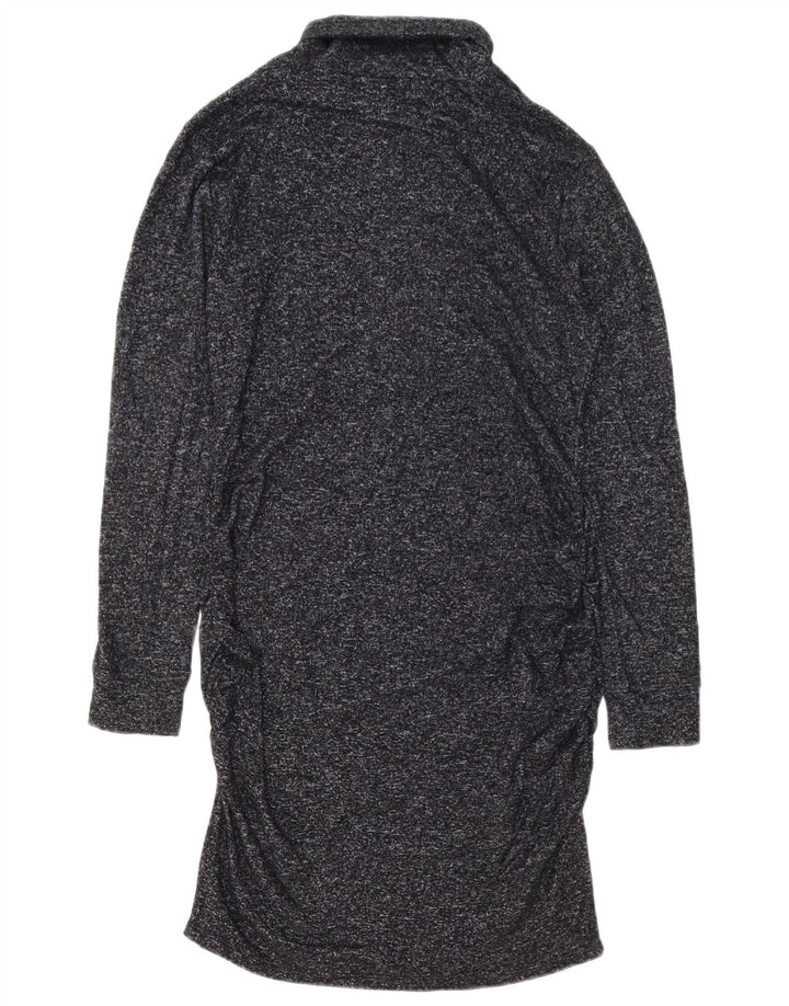 Athleta Dame Roll Neck Jumper Dress UK 14 Medium Navy Blue Flecked Rayon