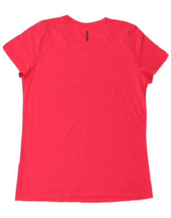 Reebok Grafisk T-shirt top til kvinder UK 20/22 XL Pink Bomuld