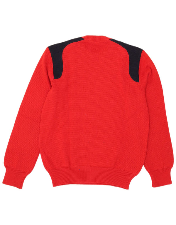 Life Line Herre Crew Neck Jumper Sweater Medium Rød Colourblock Uld