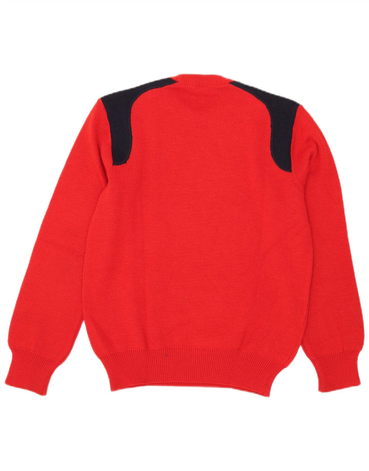 Life Line Herre Crew Neck Jumper Sweater Medium Rød Colourblock Uld