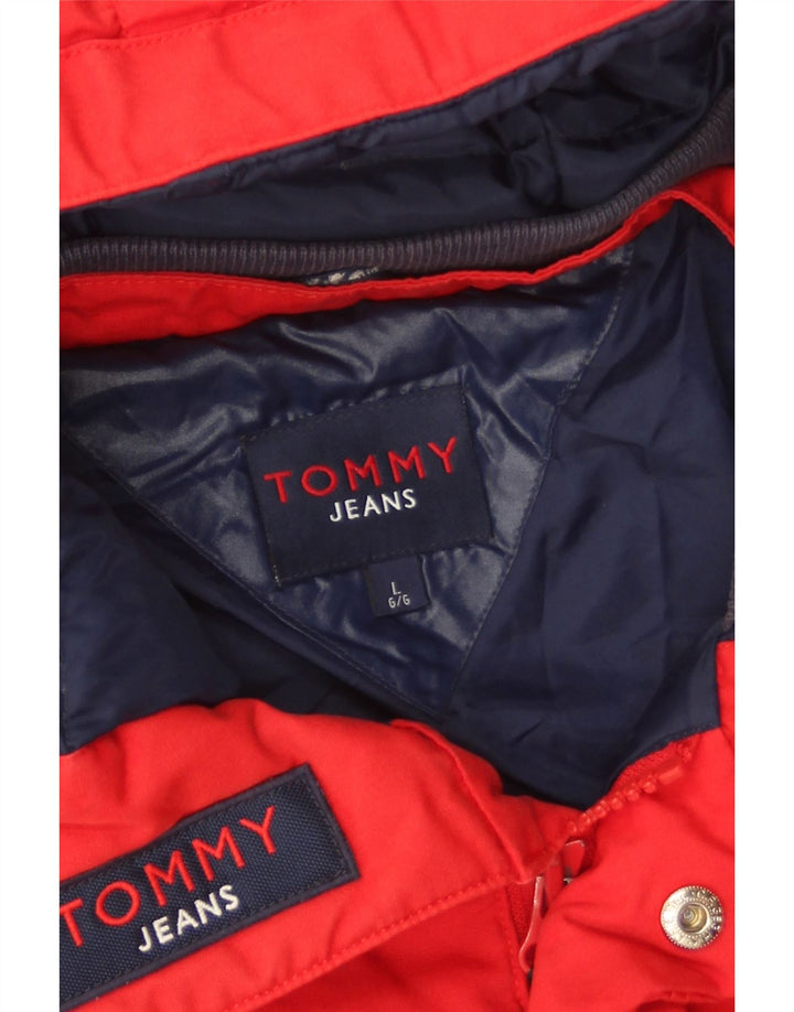 Tommy Hilfiger Herre hættepolstret jakke UK 40 Stor rød polyester