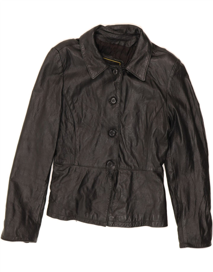 VINTAGE Womens Leather Jacket IT 42 Medium Black Leather Vintage Vintage and Second-Hand Vintage from Messina Hembry 