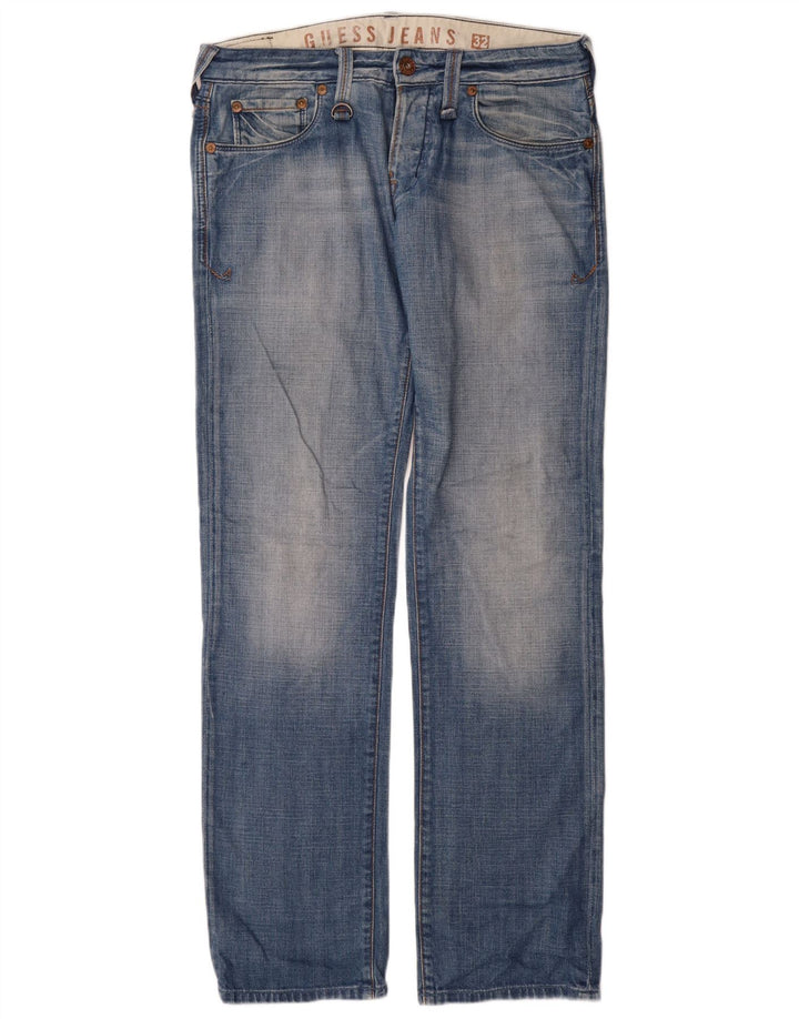 Guess Straight Jeans til mænd W32 L35 Blå Bomuld