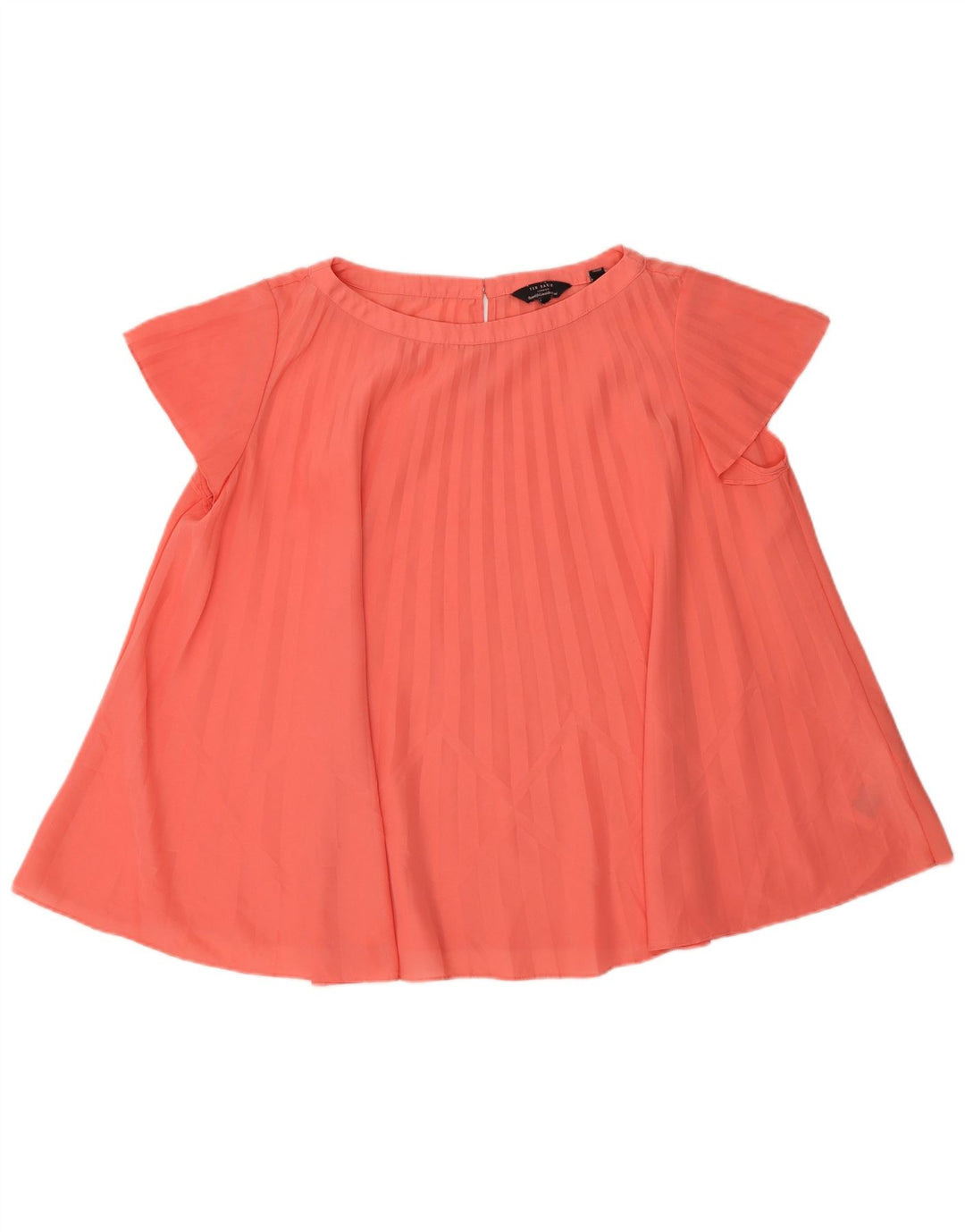 Ted Baker Dame Oversized Bluse Top Størrelse 2 Lille Pink Stribet Polyester