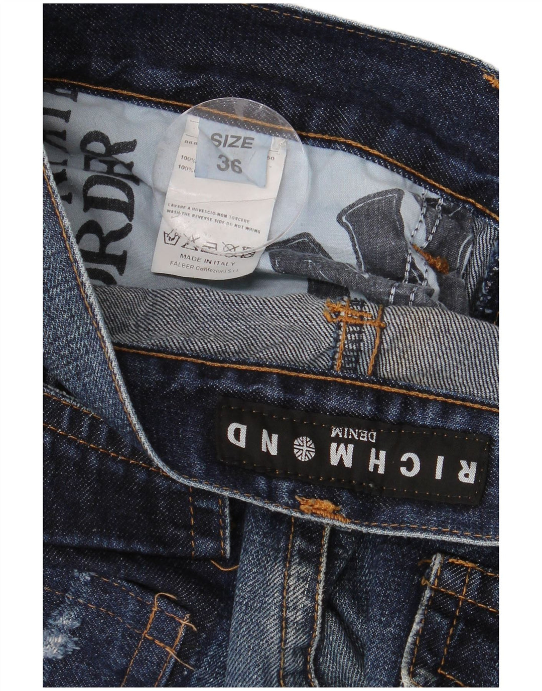 RICHMOND Dame Distressed Straight Jeans W36 L27 Marineblå Bomuld