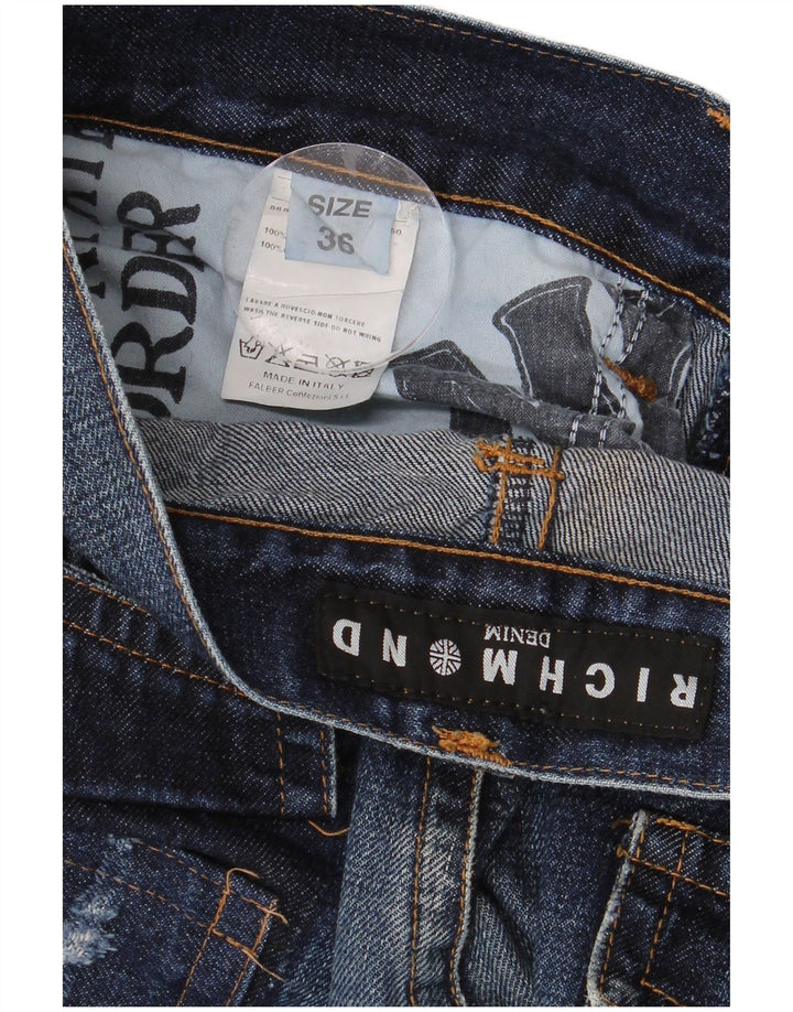 RICHMOND Dame Distressed Straight Jeans W36 L27 Marineblå Bomuld