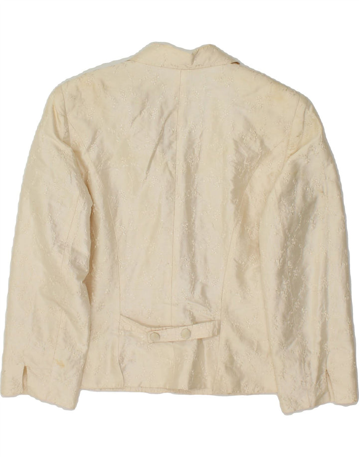 CACHAREL Womens Crop 4 Button Blazer Jacket IT 38 XS Off White Floral Silk Vintage Cacharel and Second-Hand Cacharel from Messina Hembry 