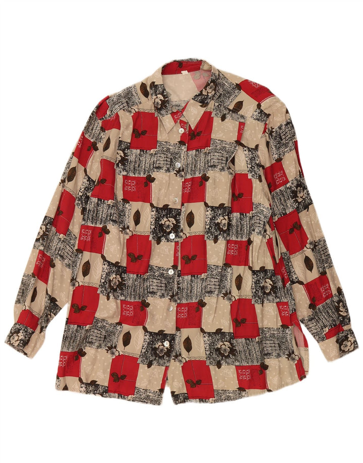 VINTAGE Dameskjortebluse UK 20 2XL Multifarvet Floral Viscose