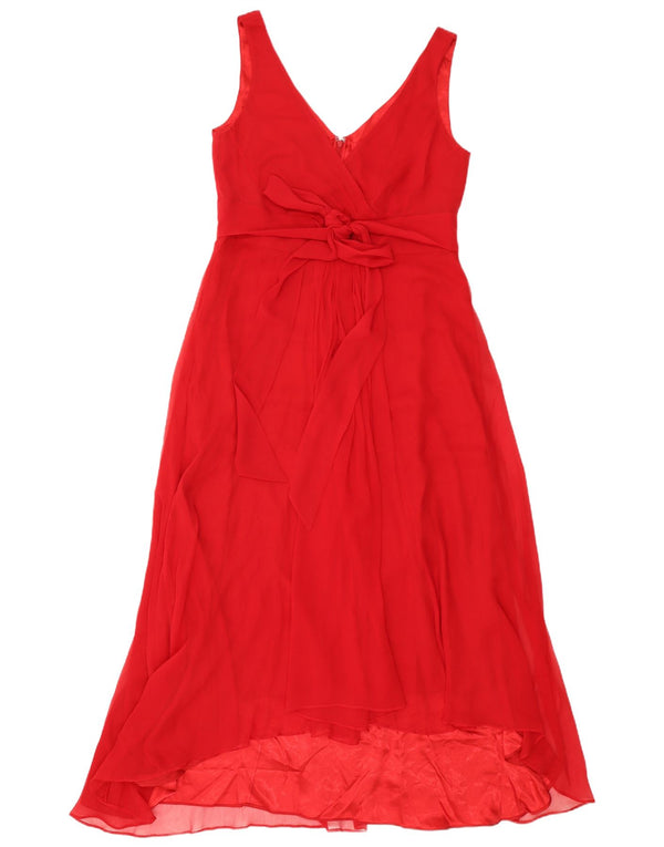 Hobbs ærmeløs maxikjole til kvinder UK 14 Medium rød silke